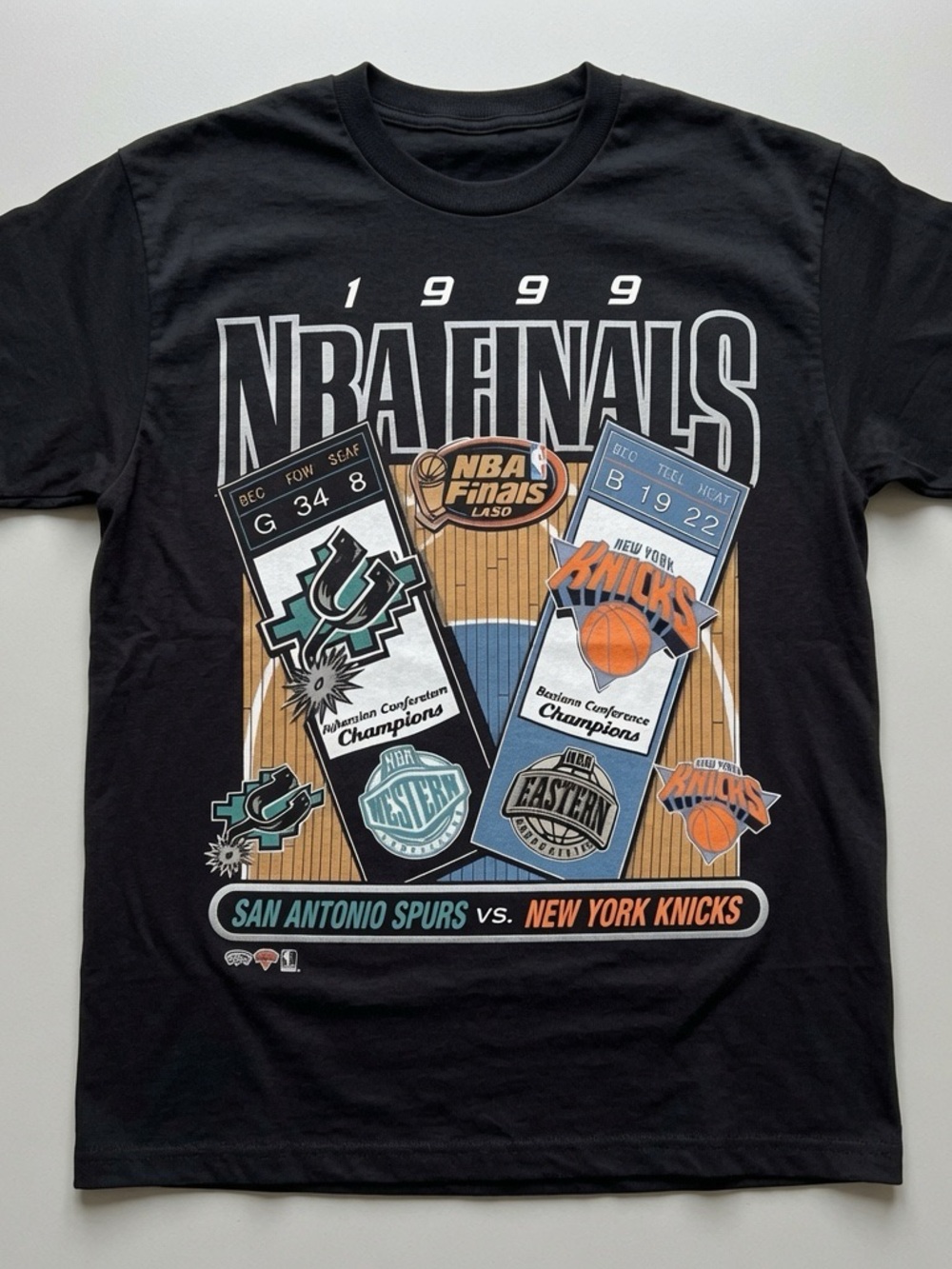 1999 NBA Finals Spurs vs Knicks Black T-shirt